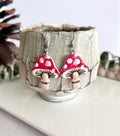 Mushroom Earrings, Polymer Clay Toadstool Polka Dot Whimsical Hand Painted Handmade Jewelry