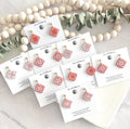 Coral Tile Clay Earrings: Hand-Painted Boho Dangle Jewelry