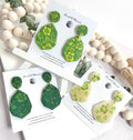 Handmade Green Floral Clay Earrings: Boho Drop Dangles
