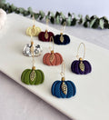 Pumpkin Earrings, Hoop Dangles, Fall Leaf, Boho Handmade Fashion Jewelry