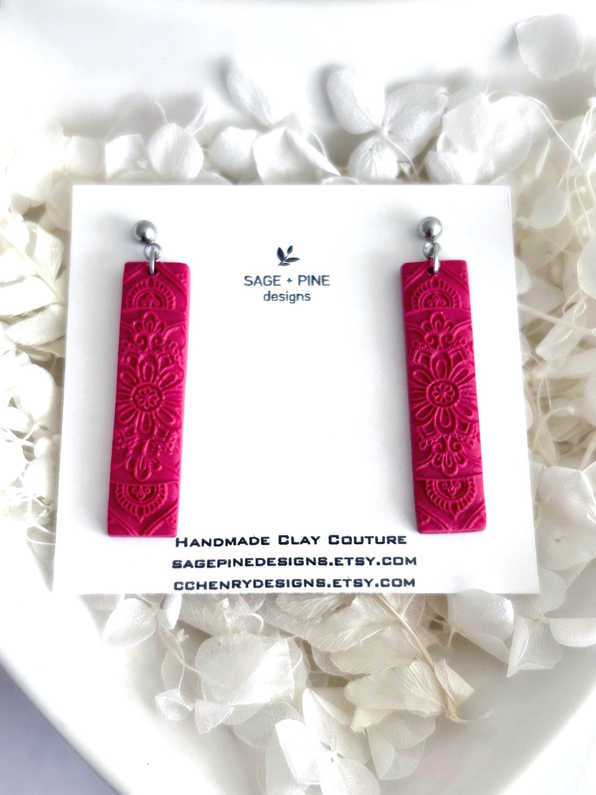 Matte Red Clay Earrings, Matte Black Hoop Dangles, Navy Blue Minimal Hoops, Mandala Jewelry