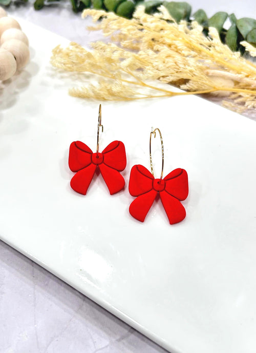 Bow Earrings, Handmade Clay Jewelry Gift