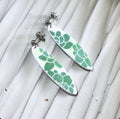 Mint Green Surfboard Earrings, Succulent Plant Dangles, Handmade Clay Coastal Beach Vacation Jewelry