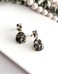 Black and Nude Lace Stud Drop Earrings, Elegant Wedding Clay Jewelry, Bridal Gift
