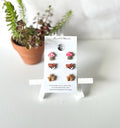 Clay Stud Earrings Set, Acorn, Fox, Maple Leaf, Mushroom, Toadstool, Handmade Fashion Fall Jewelry