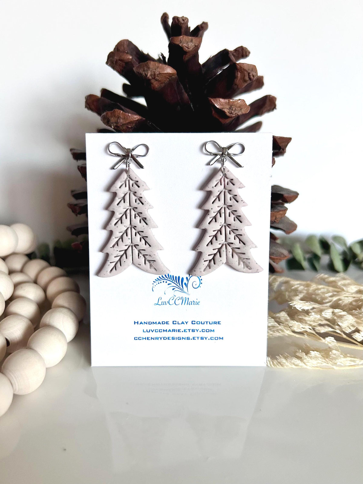 Burgundy Tree Dangle Earrings, Folk Dangles, Scandinavian Norwegian Embossed Clay Handmade Jewelry