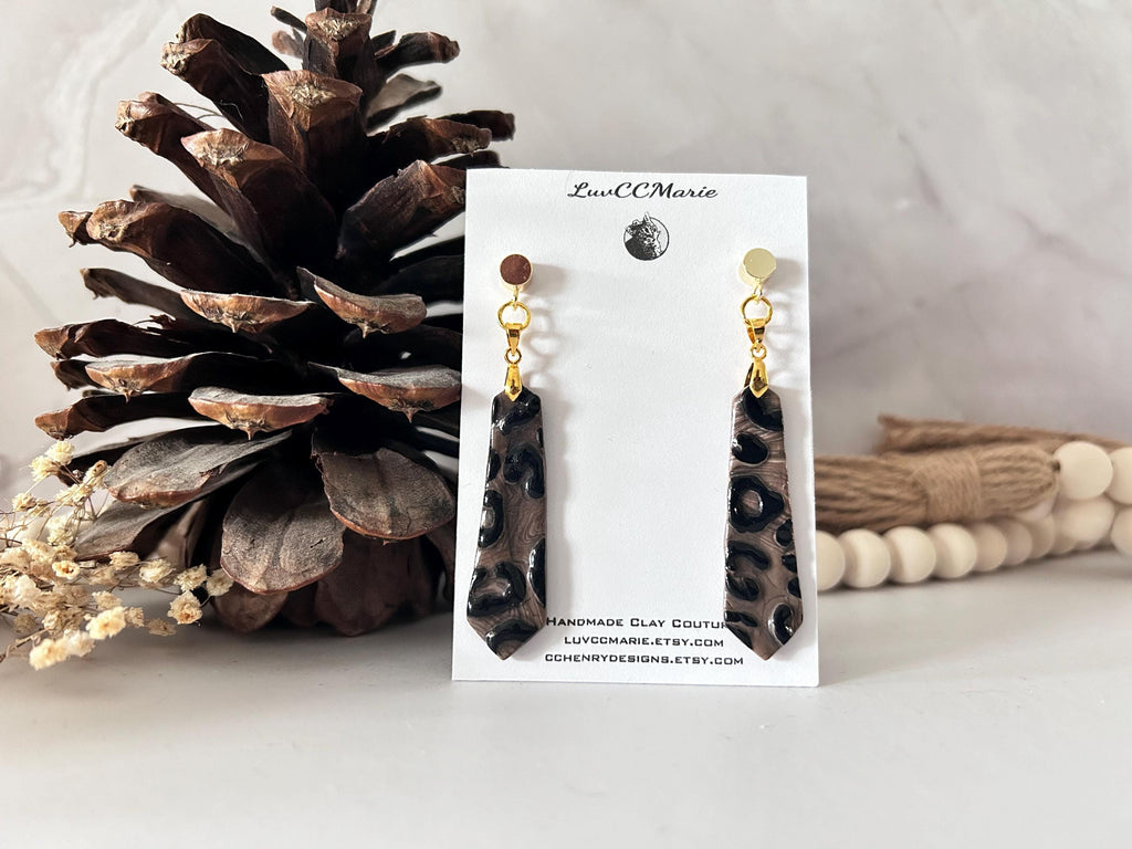 Handmade Leopard Print Earrings: Boho Polymer Clay Dangles