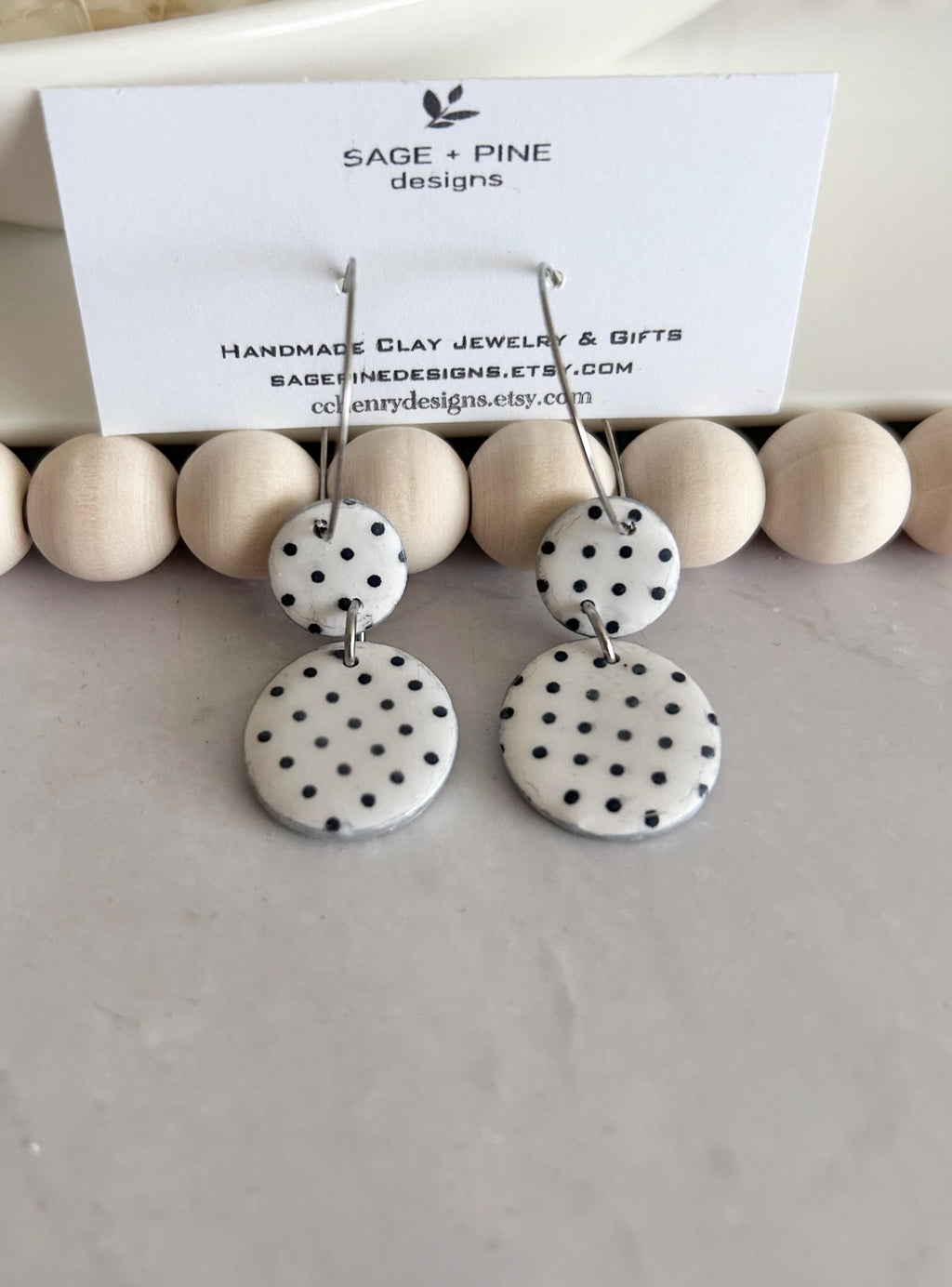 Black and White Earrings, Hoop Dangle Earrings, Handmade Jewelry Gift For Her