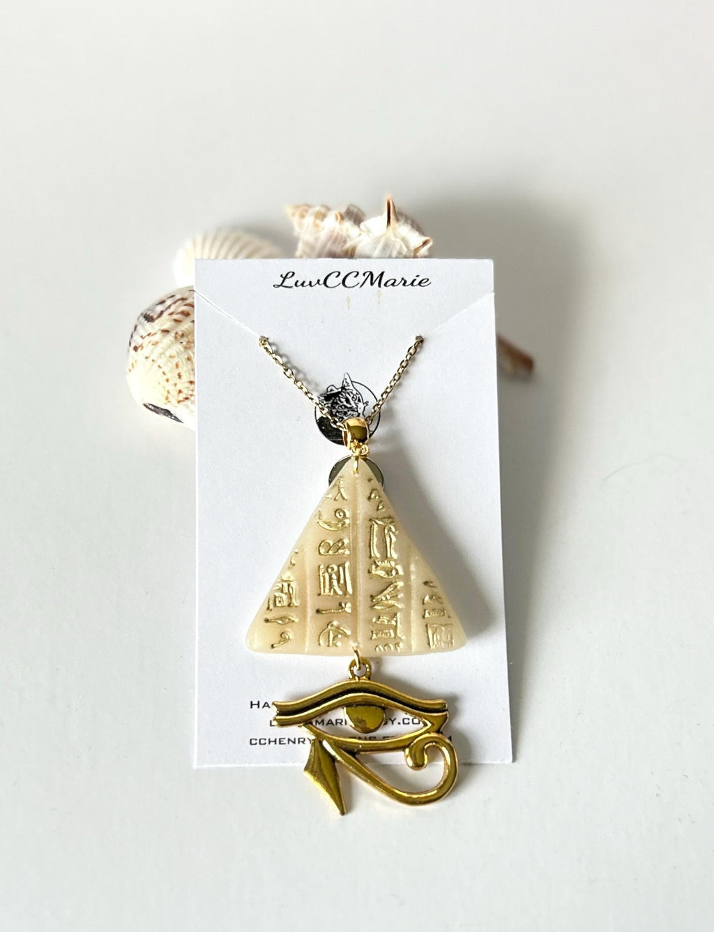 Egypt Necklace, Cartouche Pendant, Pyramid Horus Hieroglyph Jewelry