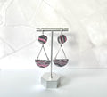 Hot Pink Black and White Zebra Stripe Chandelier Earrings, Clay Dangles, Handmade Jewelry Gift