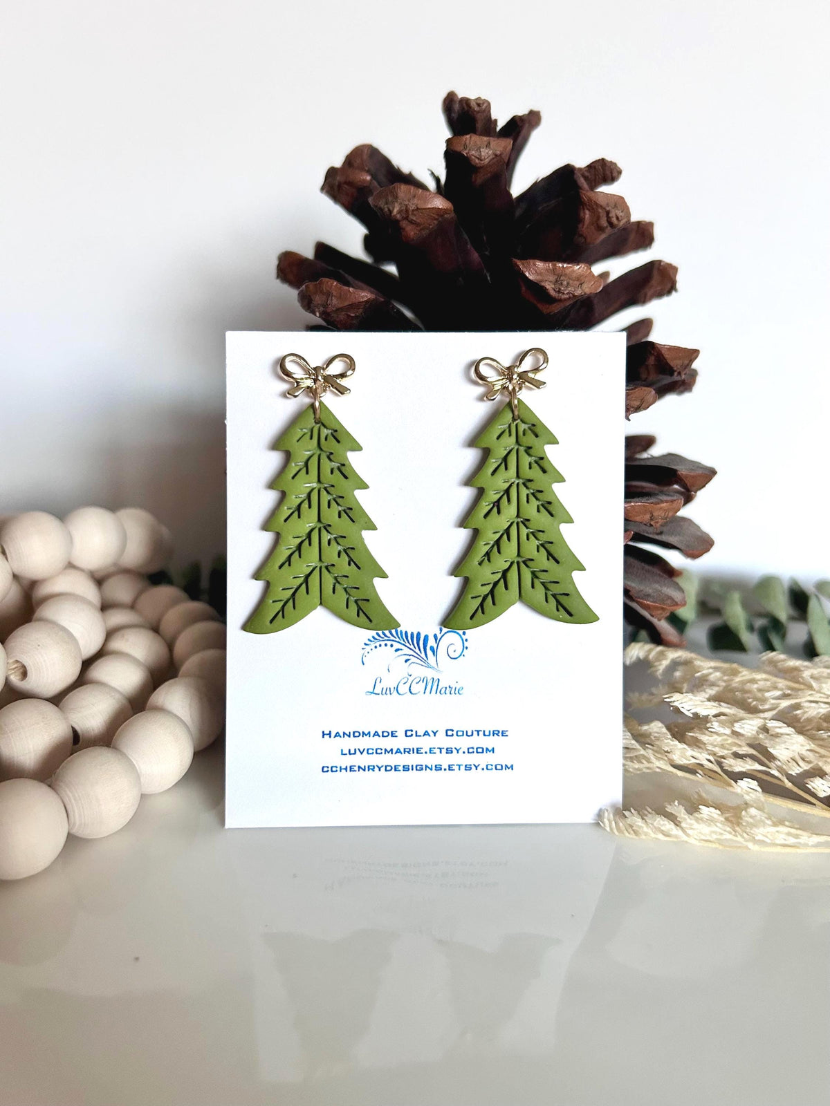 Burgundy Tree Dangle Earrings, Folk Dangles, Scandinavian Norwegian Embossed Clay Handmade Jewelry