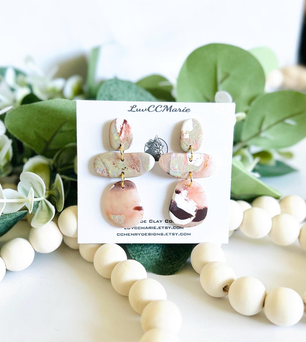 Fall Earrings, Abstract Statement Drop Dangles, Hypoallergenic Post Clay Jewelry