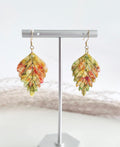 Multicolor Fall Leaf Earrings, 24k Gold Colorful Clay Dangles, Hypoallergenic Lightweight Boho Jewelry