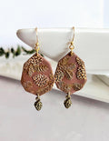 Brown and Gold Fall Earrings, Pine Cone Handmade Dangles, Clay & Bronze, Autumn Jewelry Gift