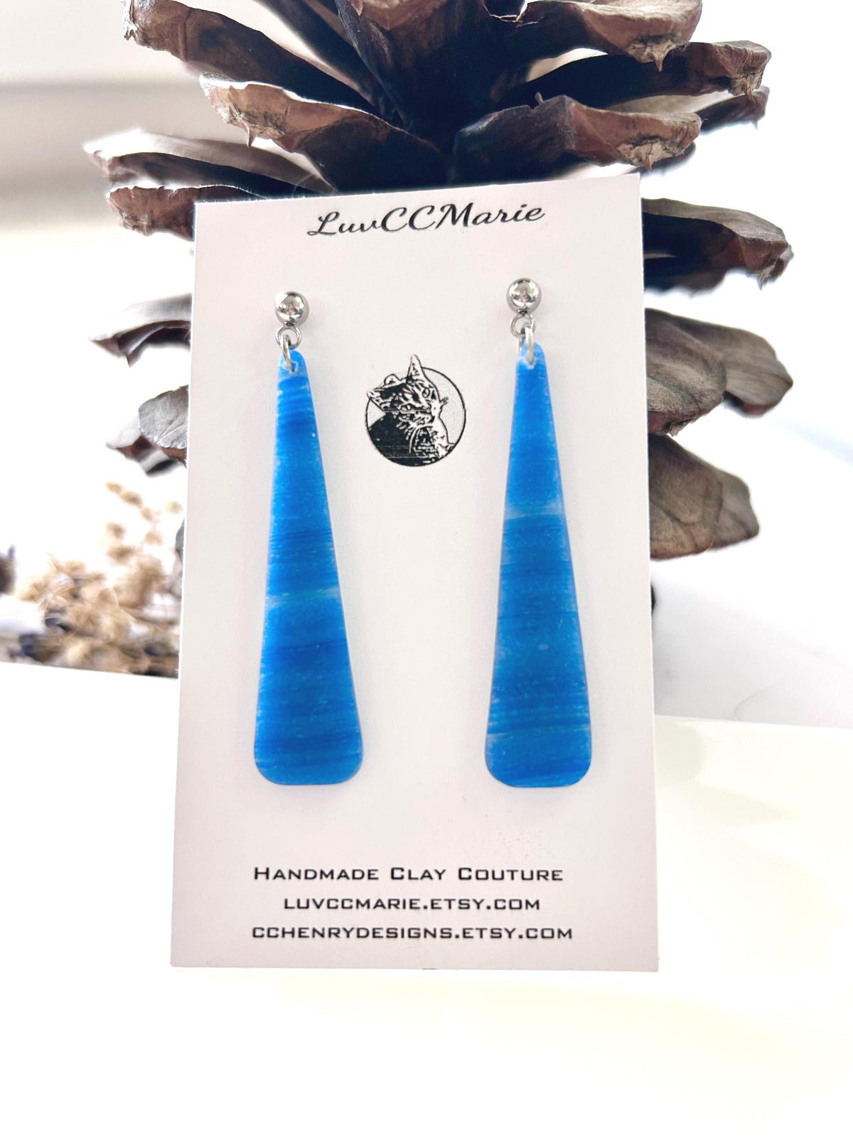Royal Blue Dangle Earrings, Long Drop Ombre Dangles
