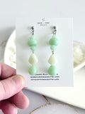 Jade Mint Beaded Dangles, Clay Drop Long Earrings, Light Green Modern Unique Handmade Jewelry