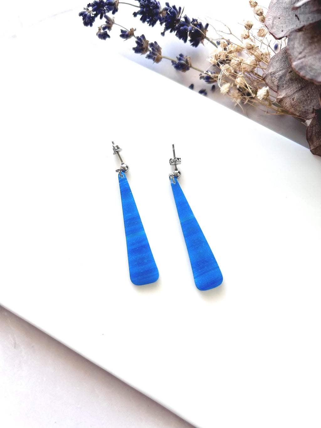 Royal Blue Dangle Earrings, Long Drop Ombre Dangles