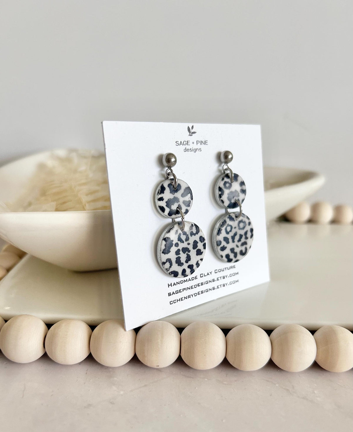 Black and White Earrings, Hoop Dangle Earrings, Handmade Jewelry Gift For Her