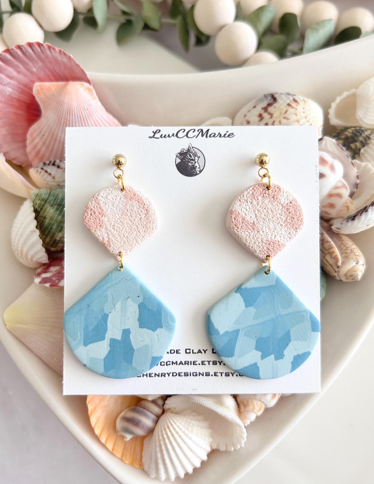 Blue Summer Earrings, Ocean Jewelry, Coastal Dangles, Light Vacation Accessories, Beach Themed Gifts