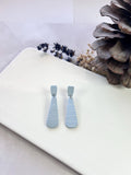 Light Blue and White Striped Dangle Earrings, Dusty Stud Dangles, Handmade Boho Jewelry Gift