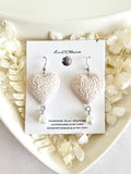 Blush Pink Wedding Earrings, White Pearl Bridal Dangles, Handmade Jewelry Gift For Bride