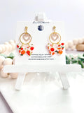Handmade Orange Butterfly Clay Earrings: Boho Heart Charm Dangles