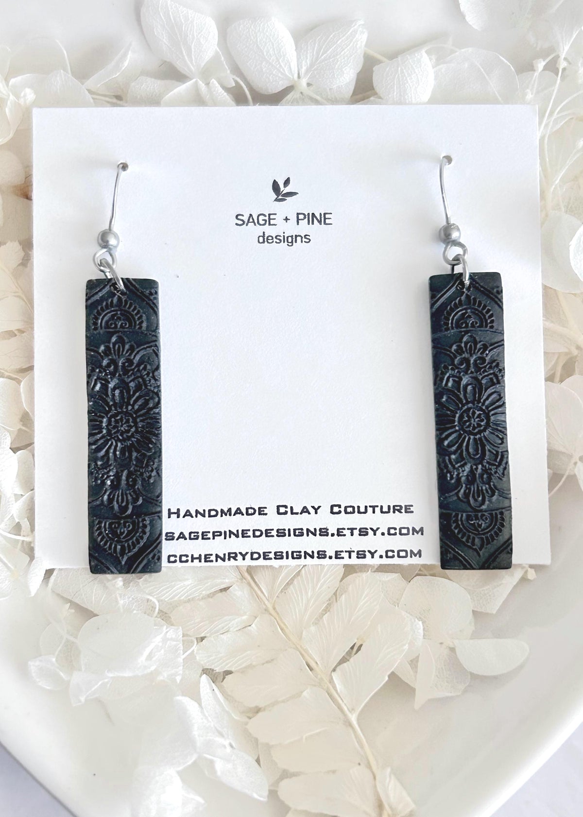 Matte Red Clay Earrings, Matte Black Hoop Dangles, Navy Blue Minimal Hoops, Mandala Jewelry