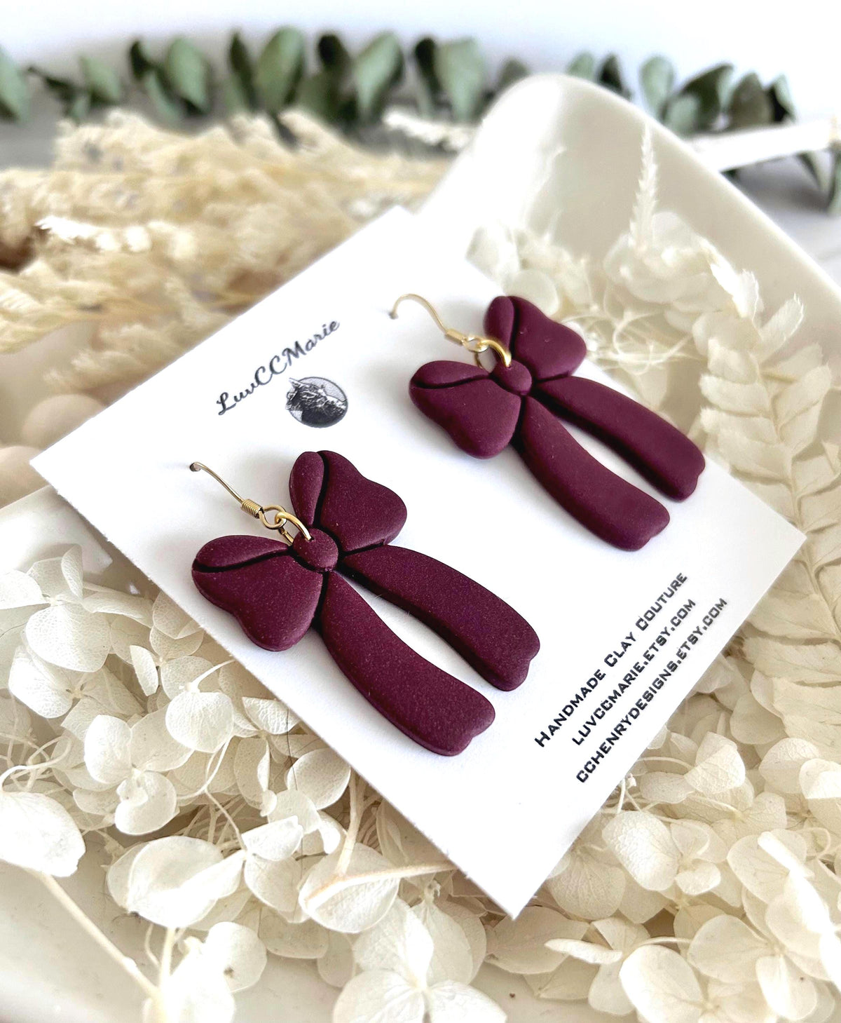 Bow Earrings, Hoop Charm Dangles, Lime Green, Burgundy Red, Creamy White, Matte Black