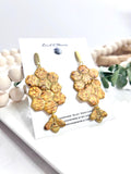 Honey Bee Earrings, Yellow Statement Stud Dangles, Mustard Honeycomb Handmade Clay Jewelry Gift