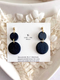 Matte Black Dangle Earrings, Clay Drops, Handmade Fashion Minimalist Jewelry