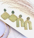 Gold & Sage Drop Studs, Santorini Earrings, Statement Arches, Holiday Jewelry