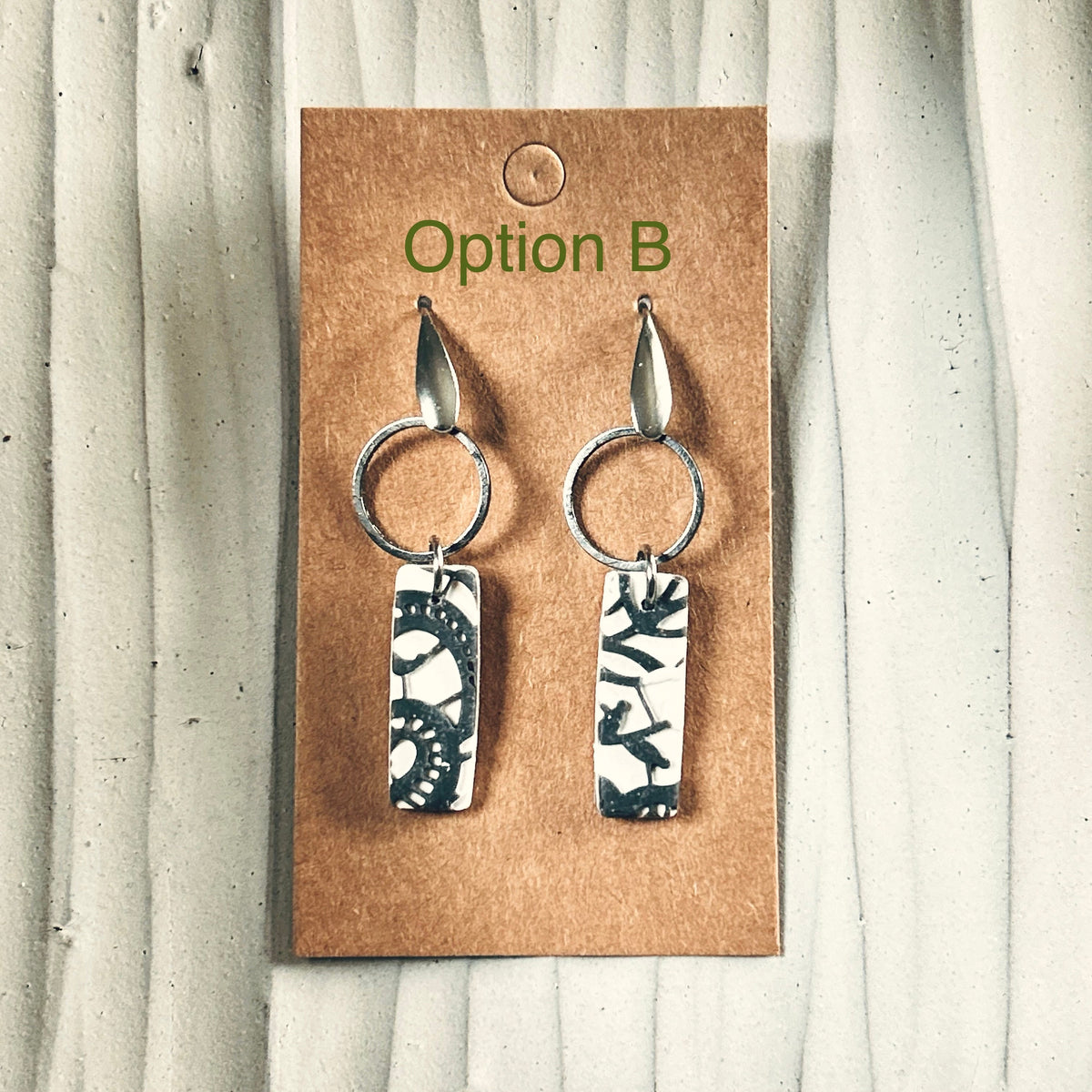 Handmade Boho Floral Lace Clay Earrings: Stainless Steel Dangles