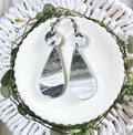 Black and White Marbled Earrings, Stainless Steel Clay Dangles, Boho Jewelry