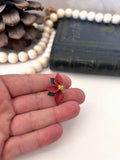 Christmas Burgundy Red Poinsettia Flower Half Stud Earrings, Holiday Clay Studs, Stocking Stuffers