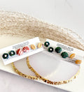 Cowrie Abalone Beach Studs, Coastal Shell Stud Set, Handmade Clay Summer Vacation Jewelry
