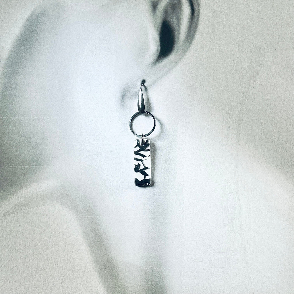 Handmade Boho Floral Lace Clay Earrings: Stainless Steel Dangles