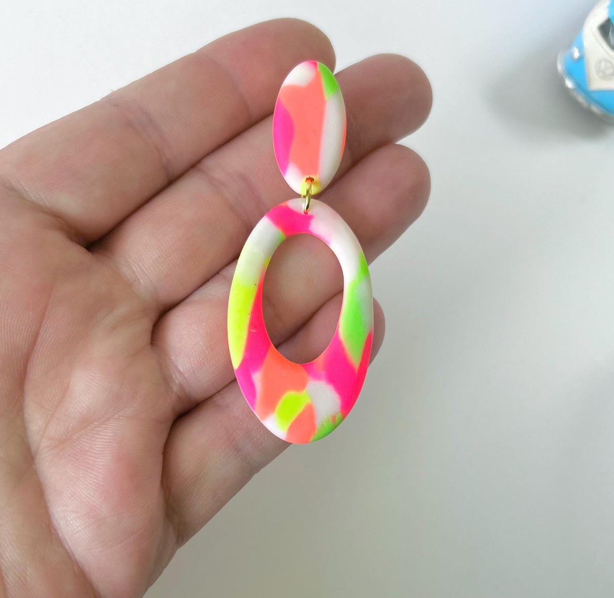 Handmade Neon 80s Polymer Clay Dangle Earrings