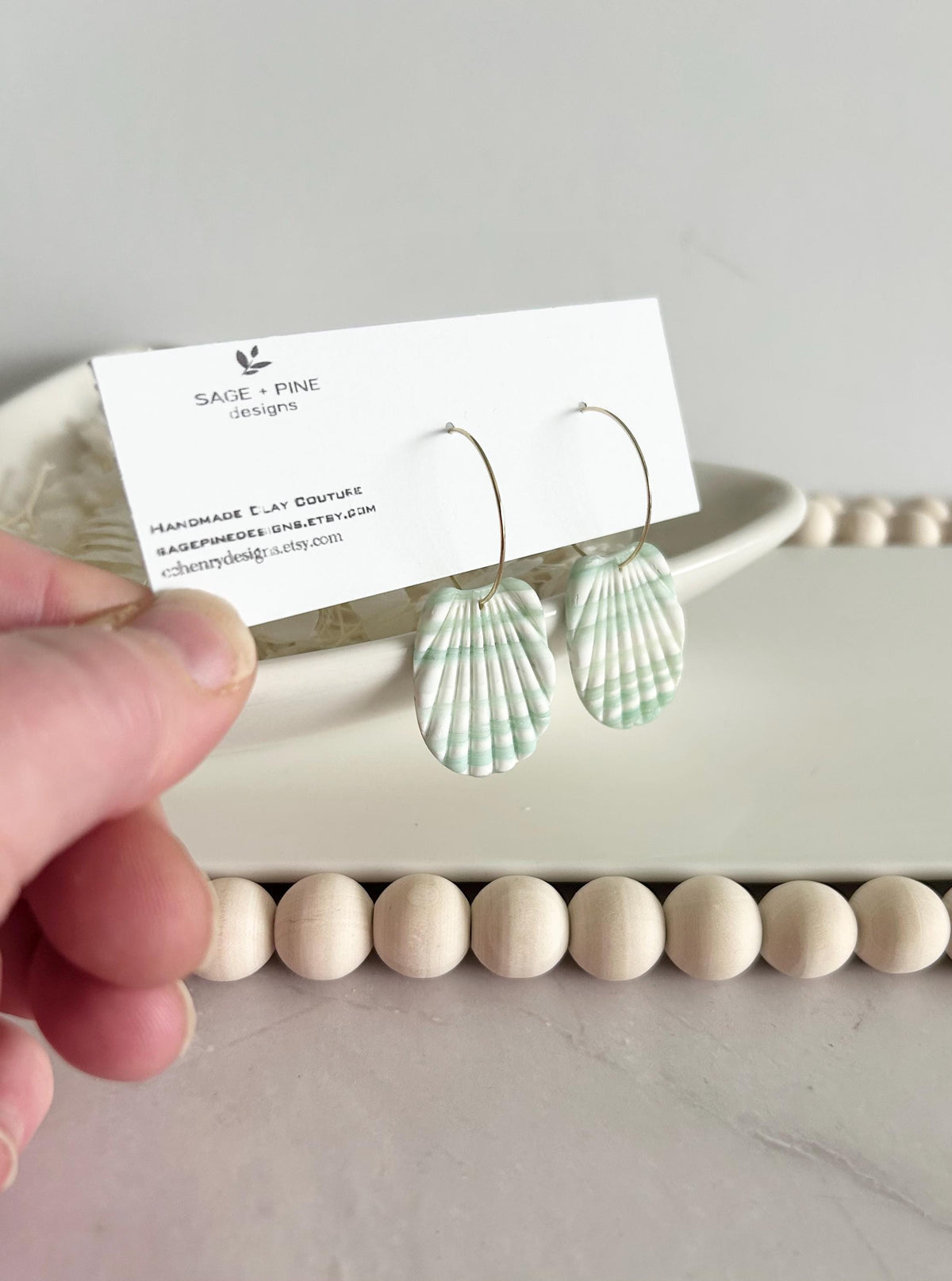 Mint Green Shell Earrings, Coral Peach and White Seashell Dangles, Coastal Vacation Dangles Beach Jewelry