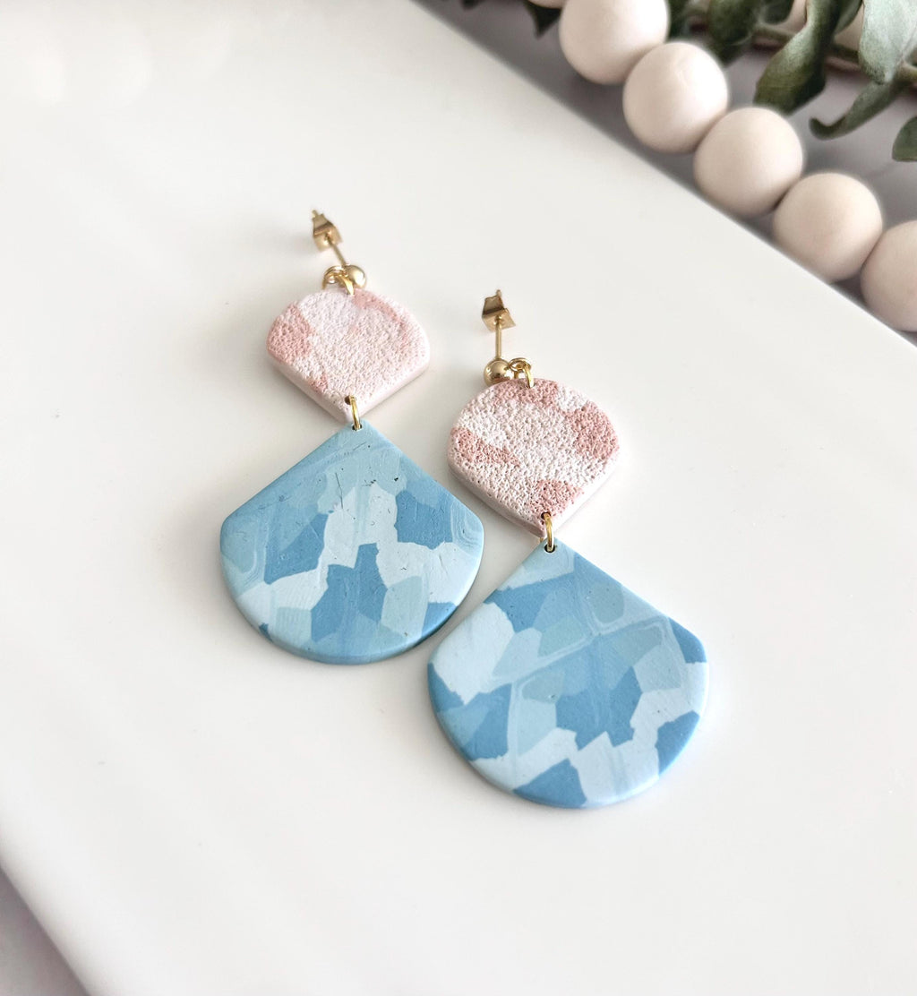 Blue Summer Earrings, Ocean Jewelry, Coastal Dangles, Light Vacation Accessories, Beach Themed Gifts