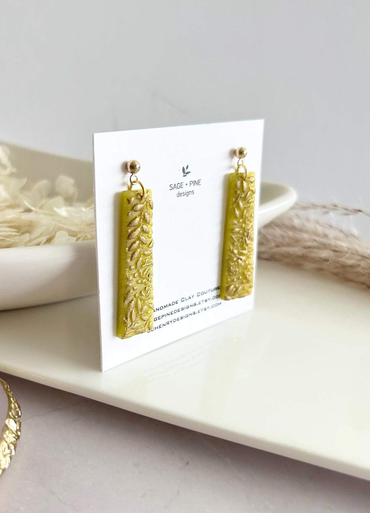 Gold Yellow Earrings, Floral Vine Rectangle Dangles, Chartreuse Citrus Green Drops, Delicate Leaf Fall Jewelry