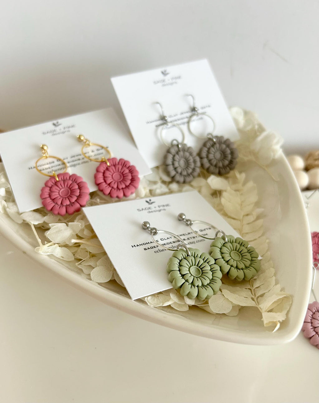 Hoop Drop Clay Earrings, Surgical Steel, Handmade Gifts For Her