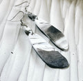 Marbled Clay Dangle Earrings: Gray Black White Boho Jewelry