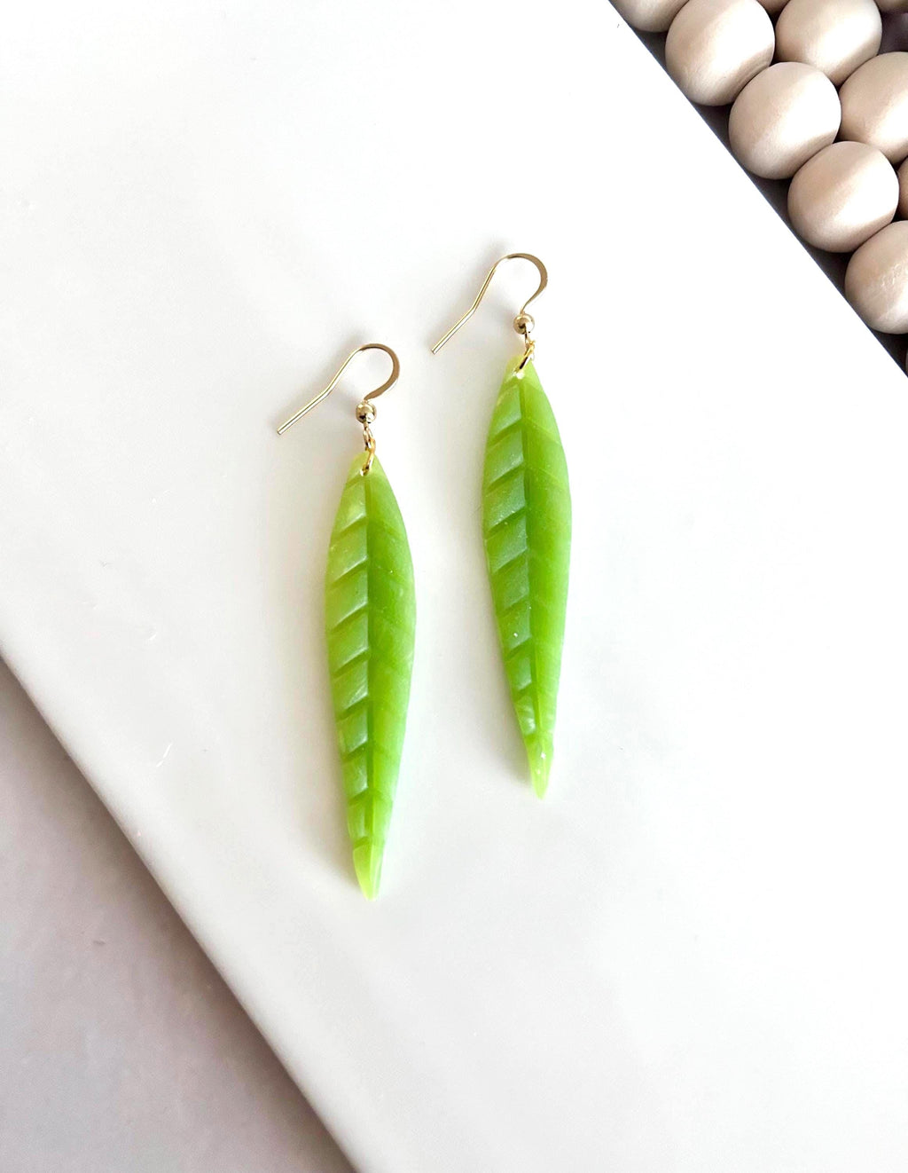 Leaf Earrings, Lime Green and Gold, Chartreuse Lightweight Dangles, Nature Jewelry Gift For Her