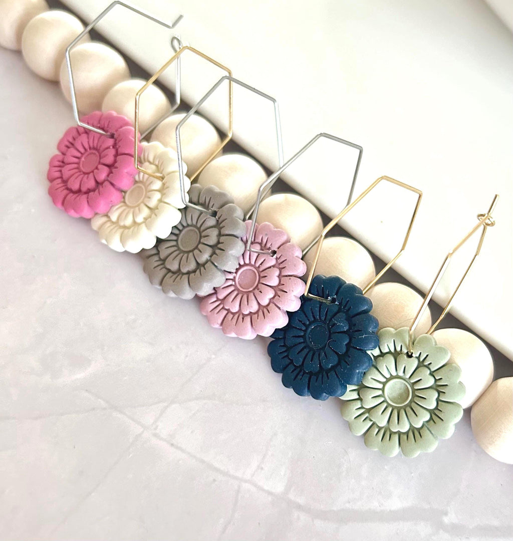 Hoop Drop Clay Earrings, Surgical Steel, Handmade Gifts For Her