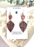 Brown Fall Leaf Earrings, Marbled Dangles, Handmade Clay Autumn Jewelry