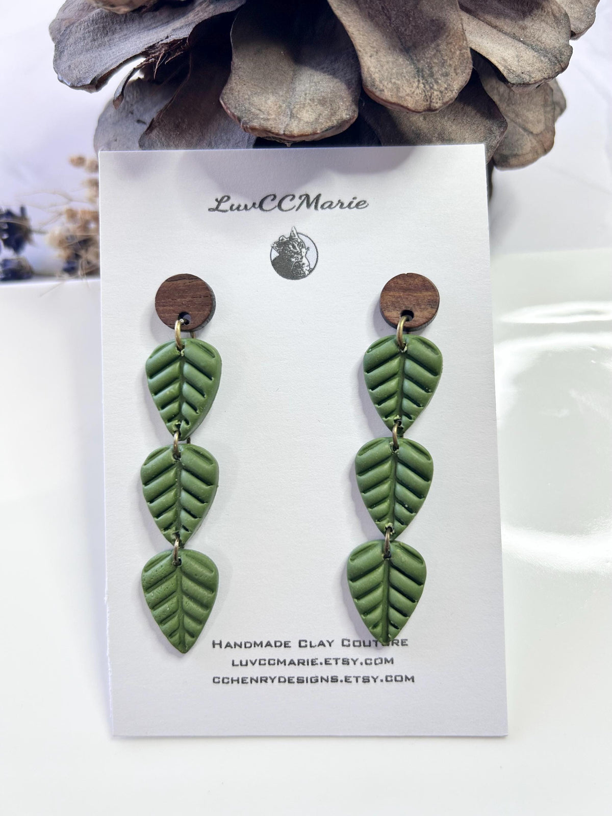 Leaf Earrings, Olive Green, Bright Red, Mustard Yellow, Handmade Clay Boho Fall Jewelry Gift