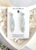 White and Light Blue Floral Earrings, Chinoiserie Dangles, Elegant Bridal Wedding Gift