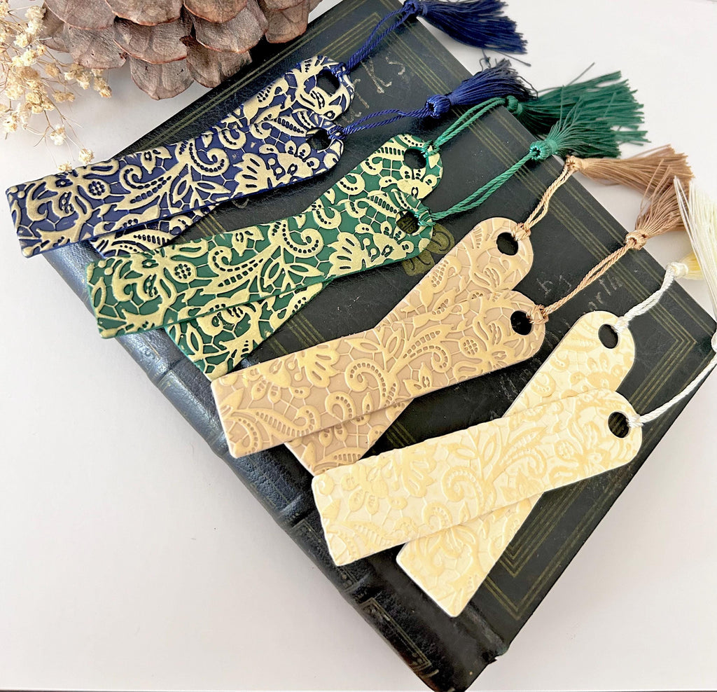 Lace Polymer Clay Bookmark, Handmade Book Lover Gift
