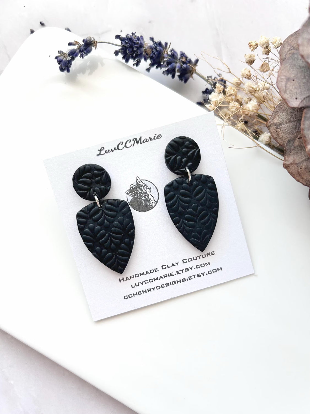 Boho Polymer Clay Earrings, Leaf Stud Post Dangles, Handmade Jewelry