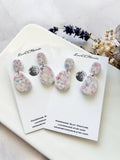Pink and Blue Floral Earrings, Pastel Flower Clay Earrings, Stud Dangles, Handmade Jewelry